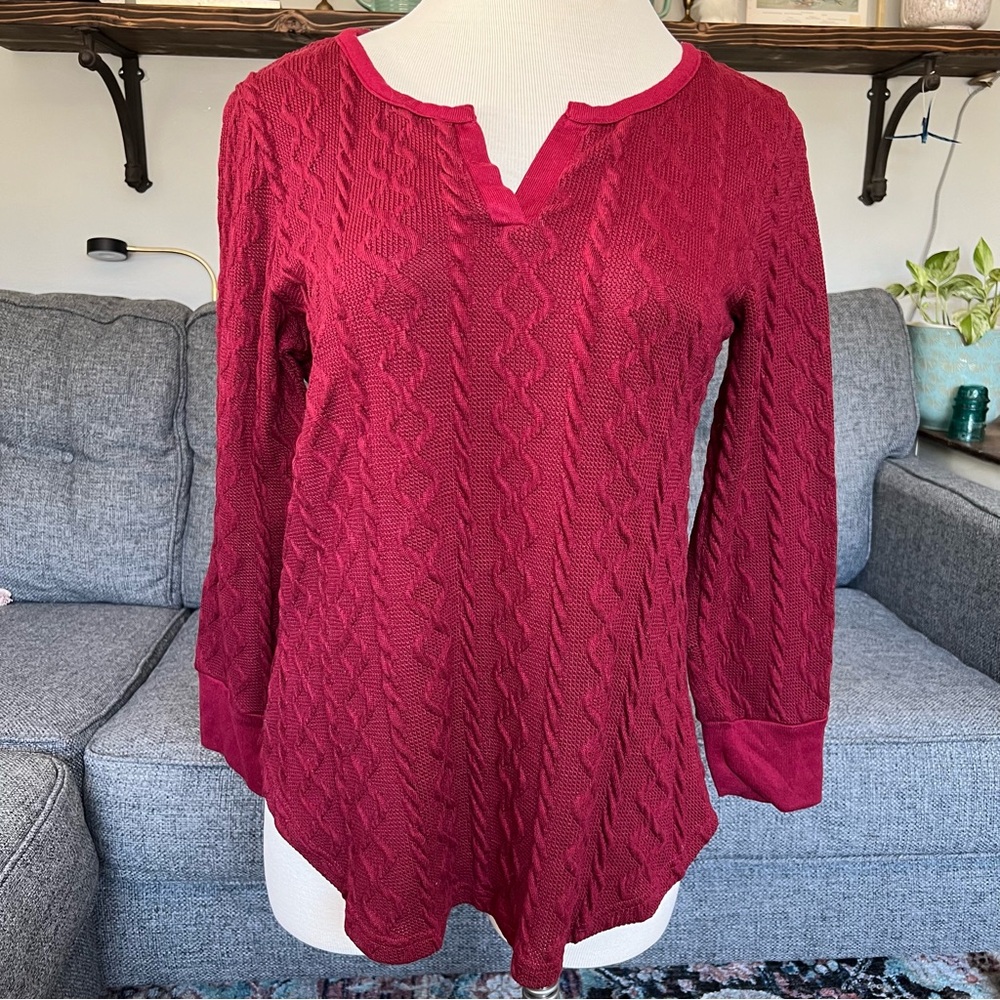 Women’s Weekend by Suzanne Betro Red Cable Knit Sweater. Size XL.